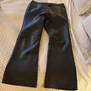 Vakko Sport Dark Brown fine Leather Flare Pants